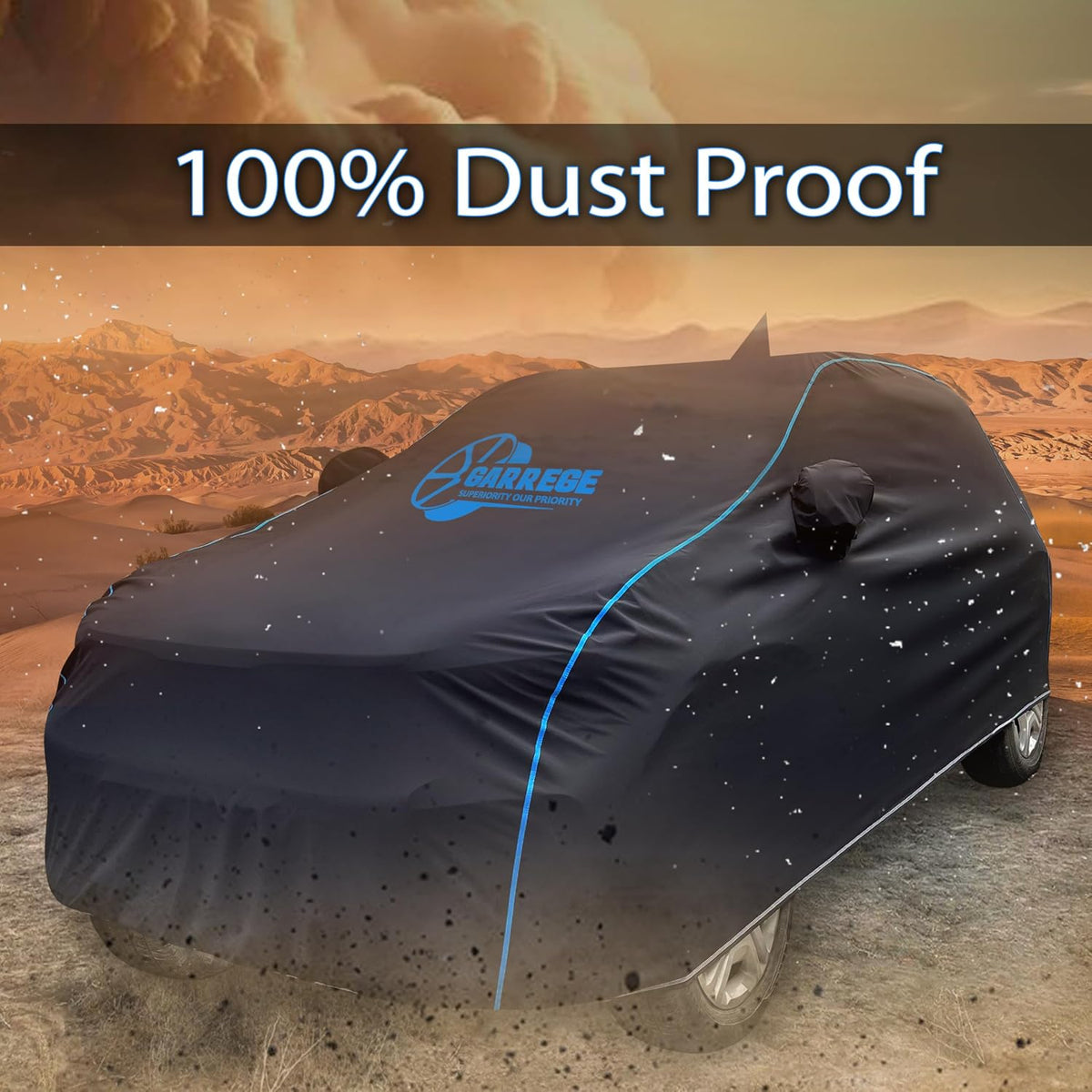 100% Waterproof Car Cover for Alcazar - Black, All-Weather & Animals Nail Protection with Mirror & Antenna Pockets | Premium Washable Fabric | Custom Fit