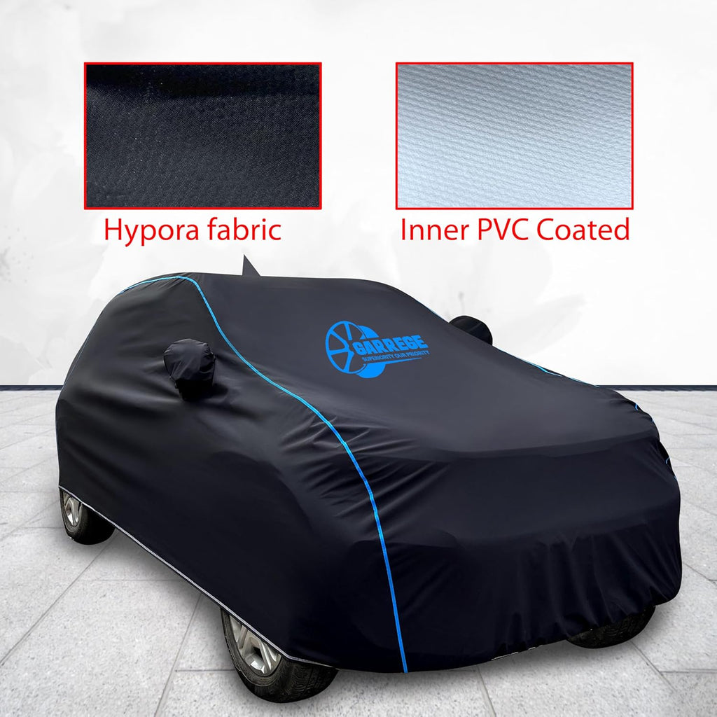 100% Waterproof Car Cover for Alcazar - Black, All-Weather & Animals Nail Protection with Mirror & Antenna Pockets | Premium Washable Fabric | Custom Fit