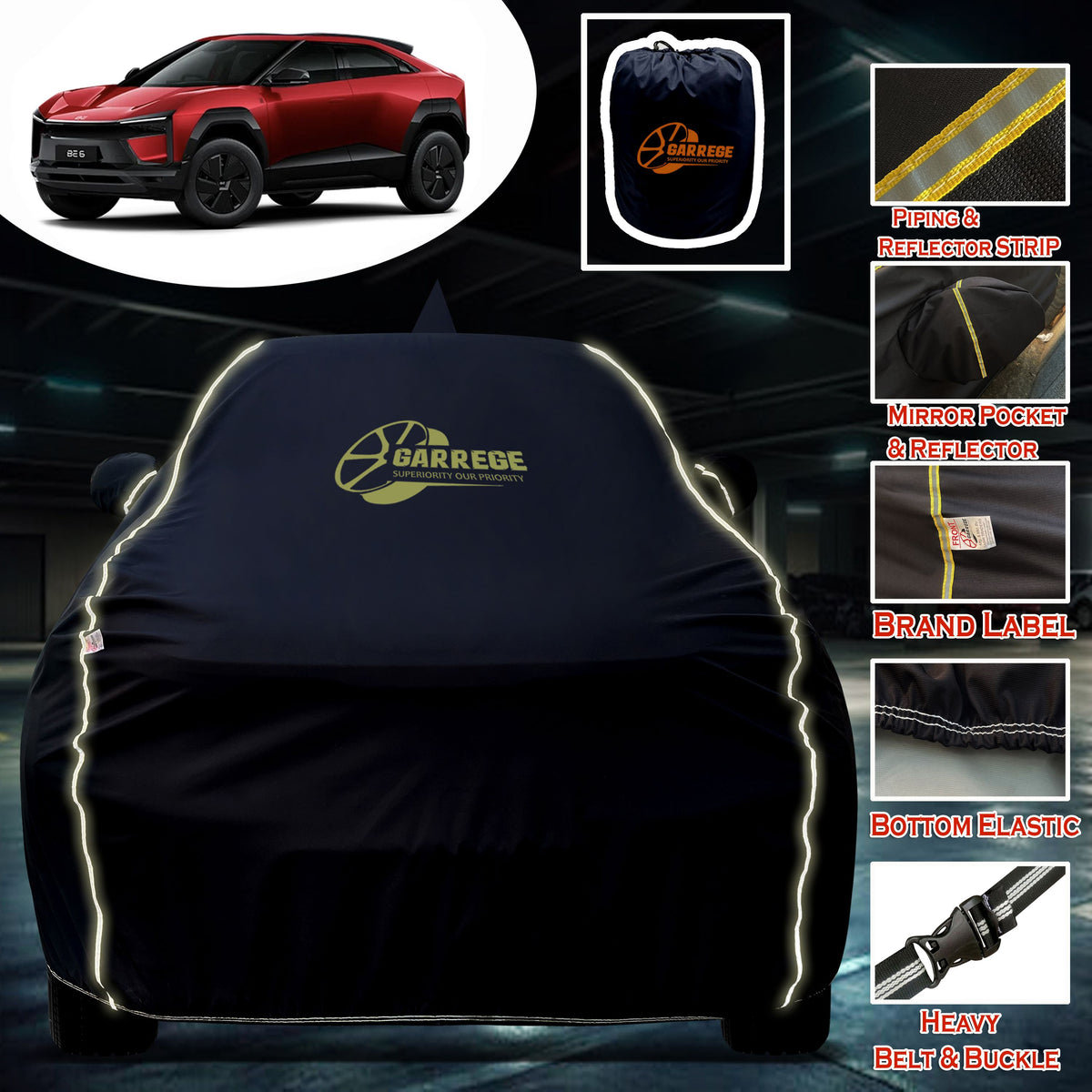 Garrege Waterproof Car Cover compatible with BE 6E 2K26 Cover All Weather protection with Mirror & Anteena Packets