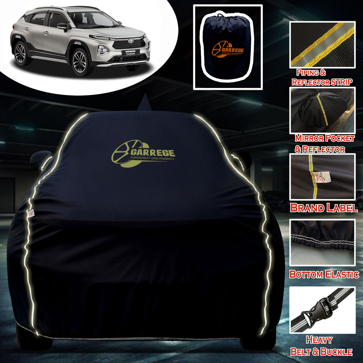 Garrege Waterproof Car Cover compatible with TOYOTA TAISOR 2K26 Cover All Weather protection with Mirror & Anteena Packets