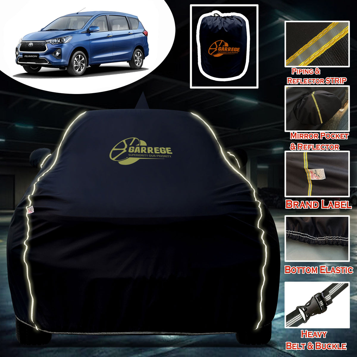 Garrege Waterproof Car Cover compatible with TOYOTA RUMION 2K26 Cover All Weather protection with Mirror & Anteena Packets