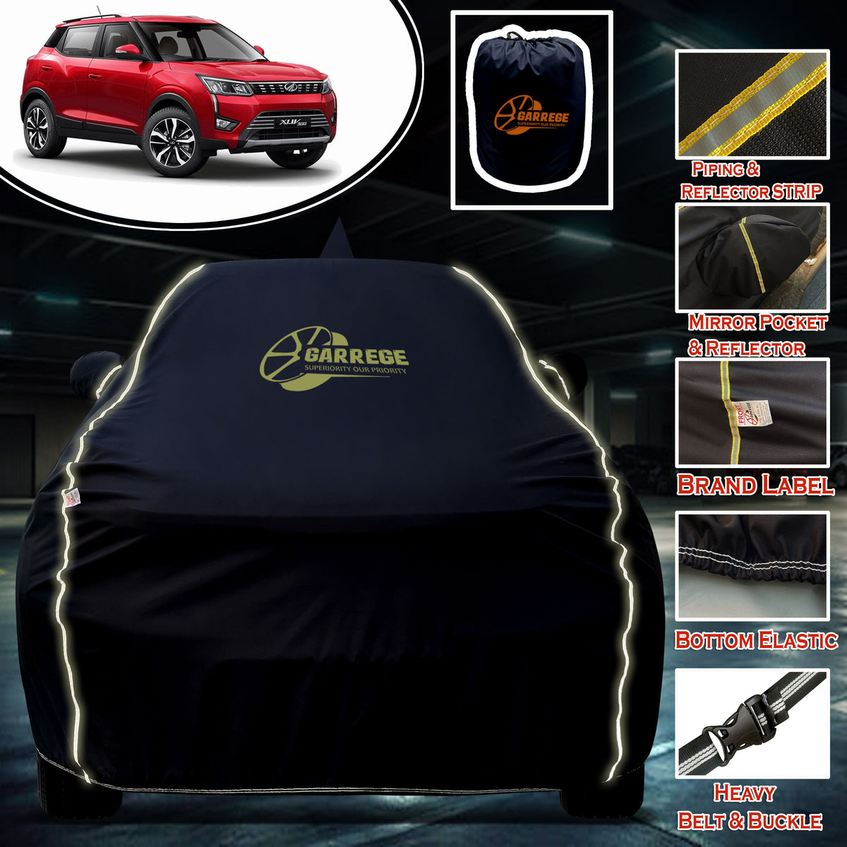 Garrege Waterproof Car Cover compatible with MAHINDRA XUV 300 Cover All Weather protection with Mirror & Anteena Packets