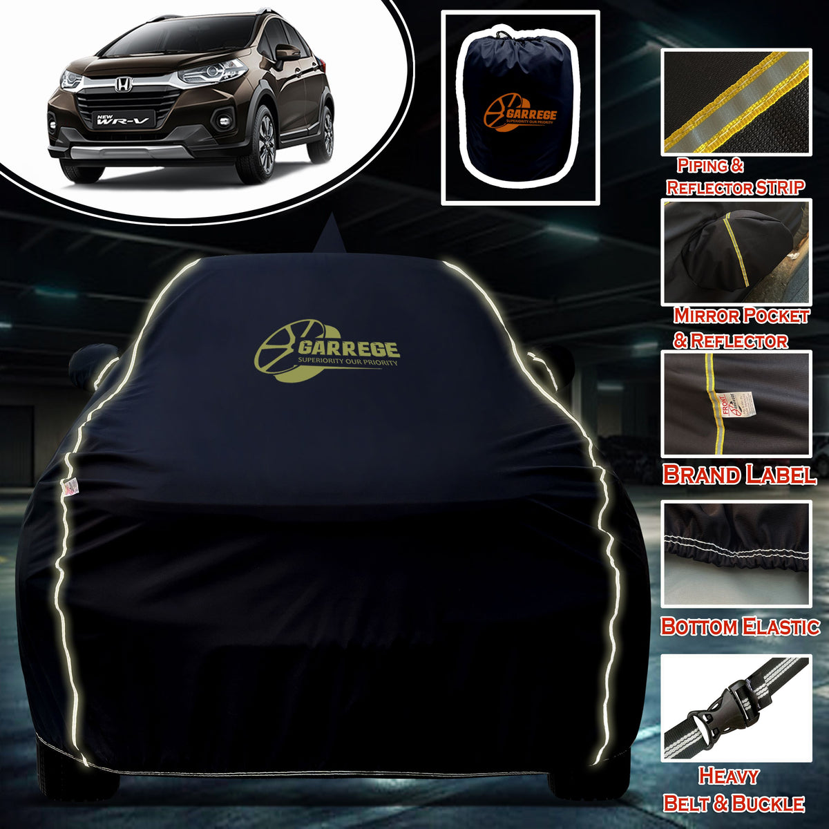 Garrege Waterproof Car Cover compatible with HONDA WRV Cover All Weather protection with Mirror & Anteena Packets