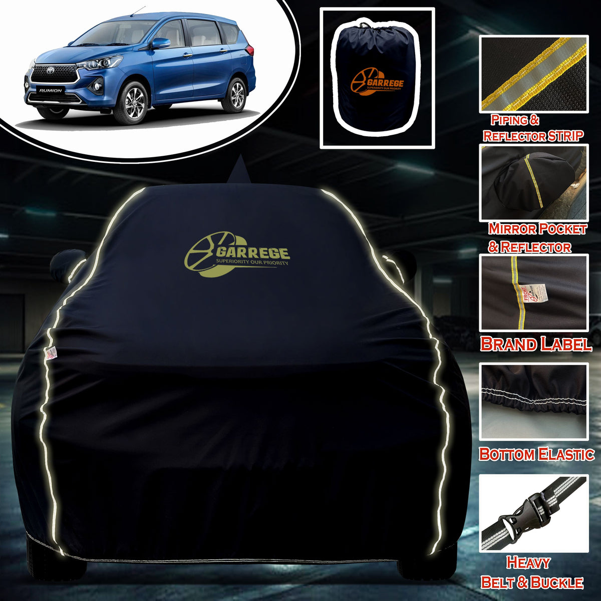 Garrege Waterproof Car Cover compatible with TOYOTA RUMION Cover All Weather protection with Mirror & Anteena Packets